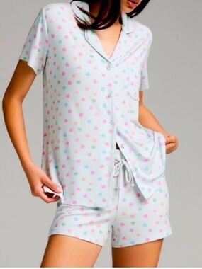 SKIMS Short Pajama Set in Pastel Heart Print - Women Intimates & Sleepwear